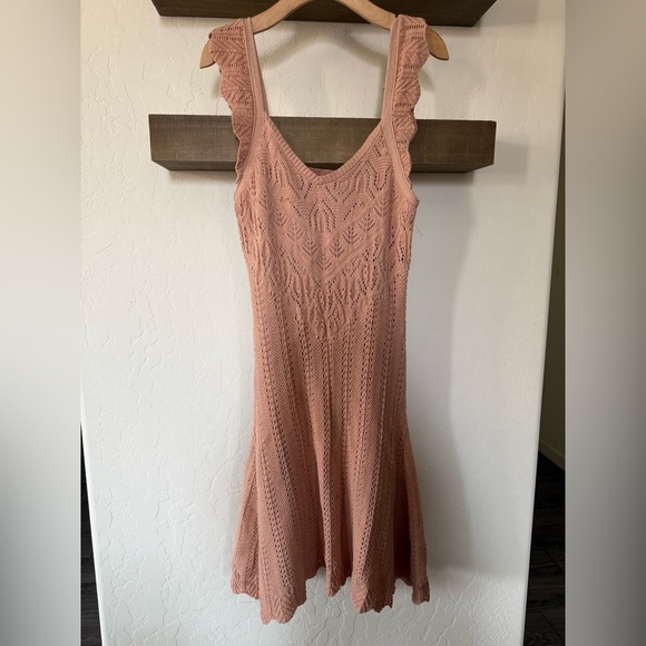 Freshman 1996|Boho knit crotchet sleeveless midi dress,Dusty rose,size large••• - Picture 1 of 11